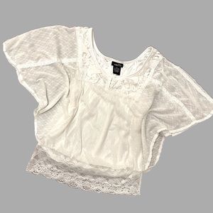 Sheer Lace Summer Top with Batwing Sleeves